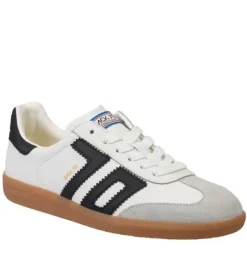 The Retro Soccer Lace Sneaker in White Black