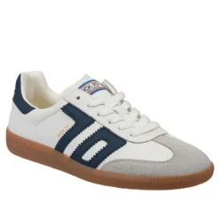 The Retro Soccer Lace Sneaker in White Navy