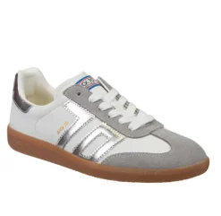 The Retro Soccer Lace Sneaker in Light Gray