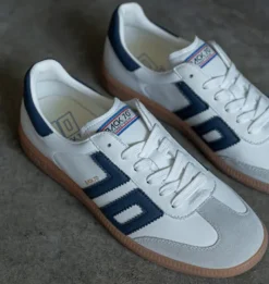 The Retro Soccer Lace Sneaker in White Navy