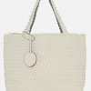 The Reversible Woven Tote in Cream & Silver