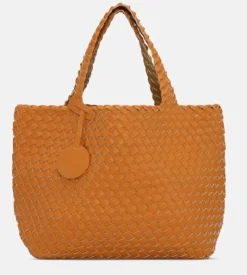 The Reversible Woven Tote in Orange & Gold