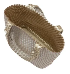 The Reversible Woven Tote in Gold & Silver