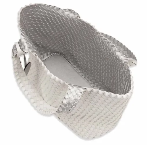 The Reversible Woven Tote in White & Silver