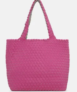 The Reversible Woven Tote in Hot Pink & Sand