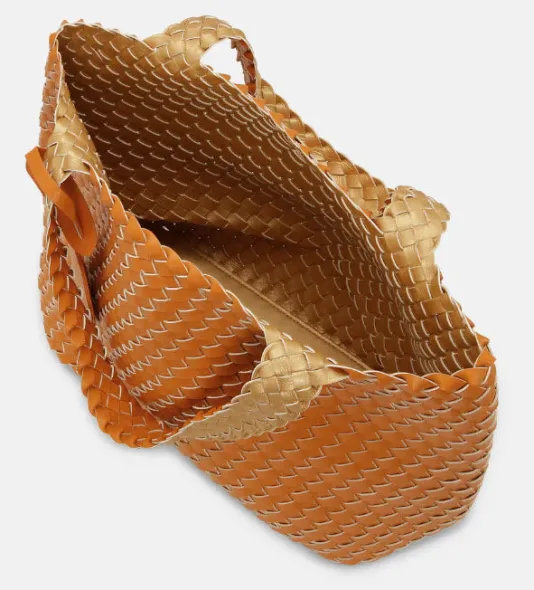 The Reversible Woven Tote in Orange & Gold