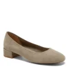 The Round Toe Classic Low Heel Pump in Taupe Suede