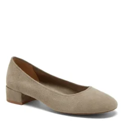 The Round Toe Classic Low Heel Pump in Taupe Suede