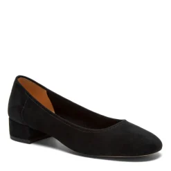 The Round Toe Classic Low Heel Pump in Black Suede