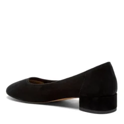 The Round Toe Classic Low Heel Pump in Black Suede