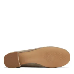 The Round Toe Classic Low Heel Pump in Taupe Suede