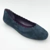 The Scallop Ballet in Navy Suede