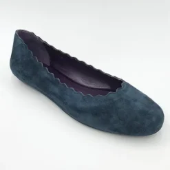 The Scallop Ballet in Navy Suede