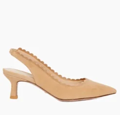 The Scallop Edge Sling Pump in Latte