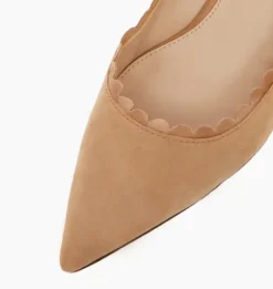 The Scallop Edge Sling Pump in Latte