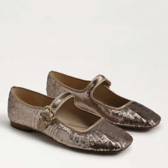 The Sequin Maryjane Ballet in Molten Gold