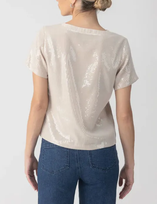 The Sequin Tee in Frosted Almond