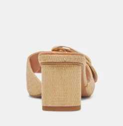 The Slide Sandal with Oversized Gold Buckle in Natural