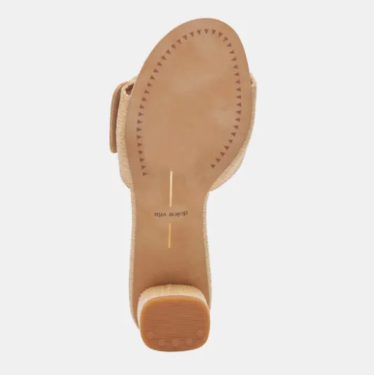 The Slide Sandal with Oversized Gold Buckle in Natural