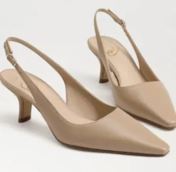 The Sling Back Pointed Pump in Soft Beige