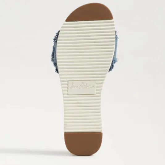 The Sport Slide with Buckle in Faded Denim