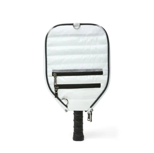 The Sporty Sleeve Pickle Racket Cover in White Patent