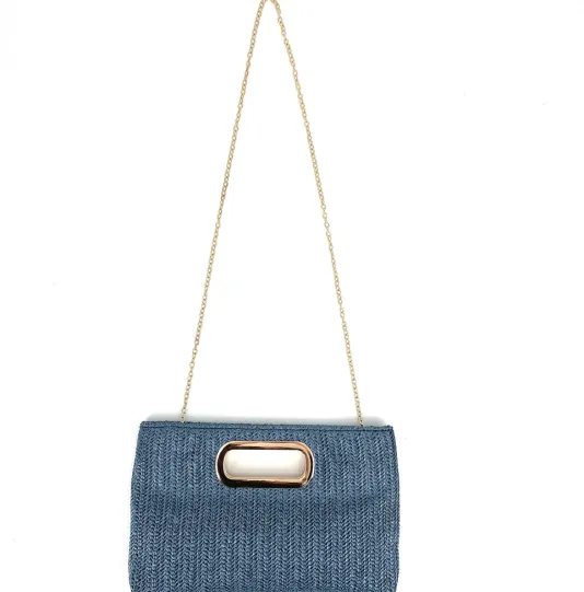 The Straw Handheld Clutch in Navy
