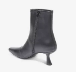 The Stretch Leather Ankle Bootie in Black