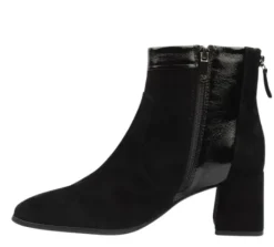 The Suede & Leather Back Zip Bootie in Black