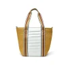 The Sunset Tote in Dune Raffia and White Patent