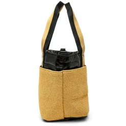 The Trailblazer Shoulder Bag in Dune Raffia and Black