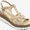 The T-Strap Cork Wedge with Sport Bottom in Nude