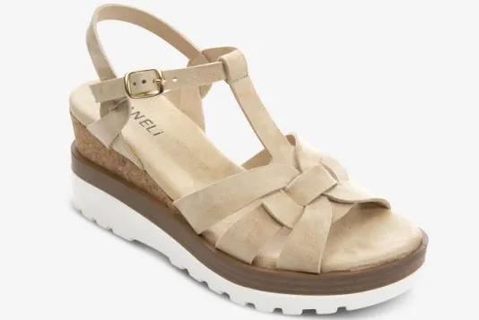 The T-Strap Cork Wedge with Sport Bottom in Nude