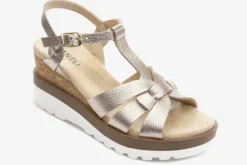 The T-Strap Cork Wedge with Sport Bottom in Shell
