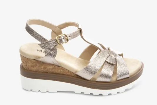 The T-Strap Cork Wedge with Sport Bottom in Shell