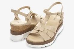 The T-Strap Cork Wedge with Sport Bottom in Nude