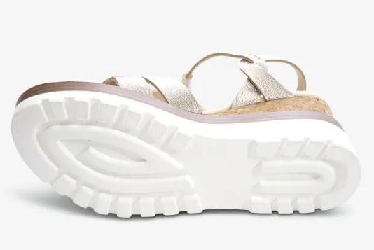 The T-Strap Cork Wedge with Sport Bottom in Shell