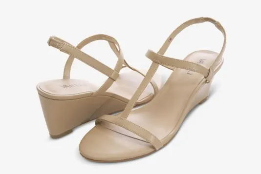 The T-Strap Perfect Wedge Sandal in Taupe