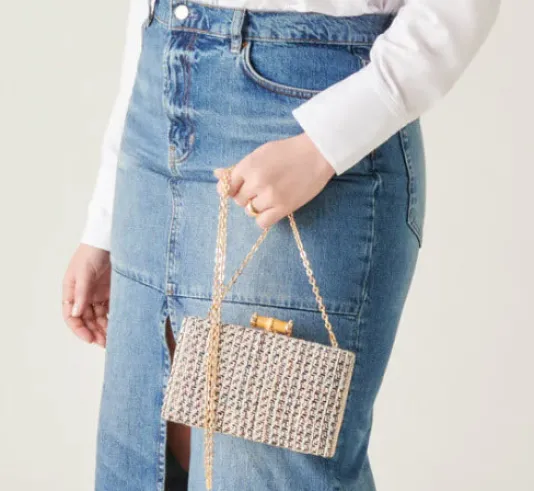 The Tweed Clutch in Black Multi