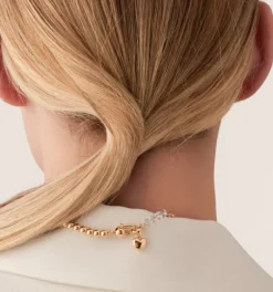The Two Tone Beaded Choker in Gold Clear