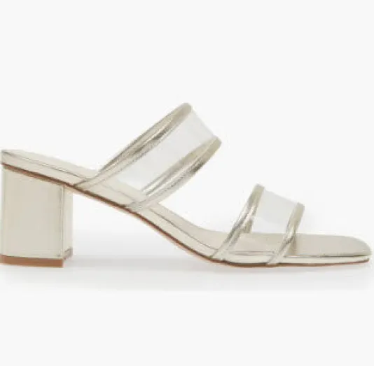 The Vinyl Dual Band Sandal in Gold