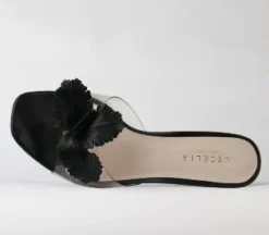 The Vinyl Petal Slide Sandal in Black