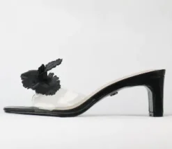 The Vinyl Petal Slide Sandal in Black
