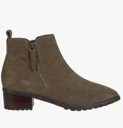 The Waterproof Side Zip Ankle Bootie in Dark Taupe
