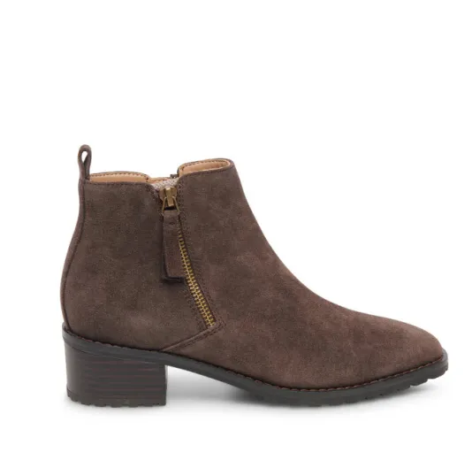The Waterproof Side Zip Ankle Bootie in Brown