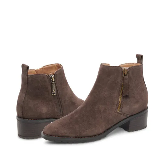The Waterproof Side Zip Ankle Bootie in Brown