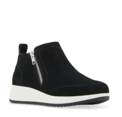 The Waterproof Zip Wedge Sneaker in Black