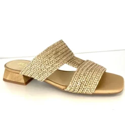 The Woven Leather T-Strap Sandal in Natural