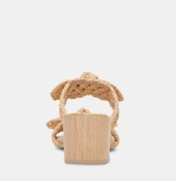The Woven Raffia Dual Bow Sandal in Natural
