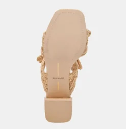 The Woven Raffia Dual Bow Sandal in Natural